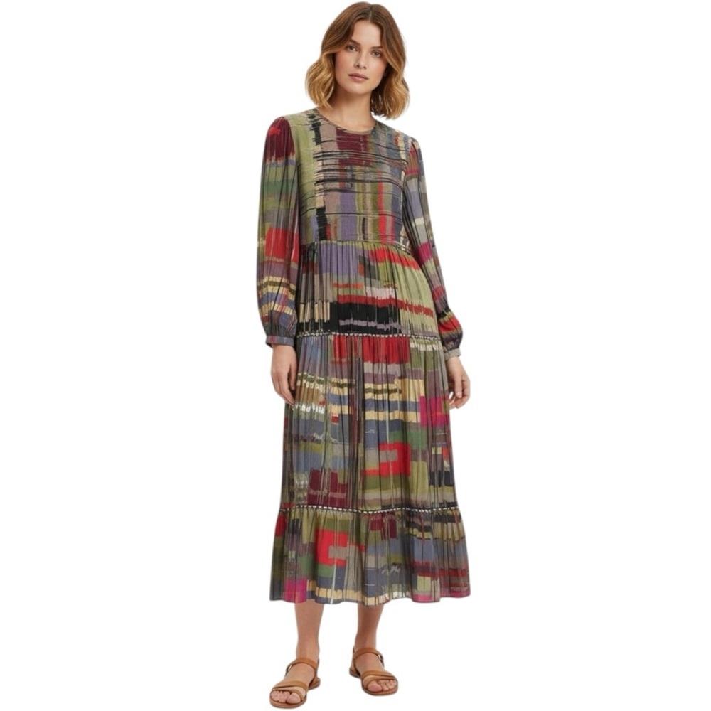 ANTHROPOLOGIE Conditions Apply Edwina Maxi Dress Sz S Long Sleeve Boho